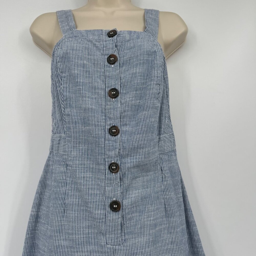 JAPNA Women's Size M Romper Jumpsuit Blue Striped straight  Leg 100% Cotton Casu - Picture 4 of 14